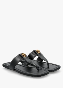 Best MARC JACOBS The Dual T Strap Black Leather Sandals