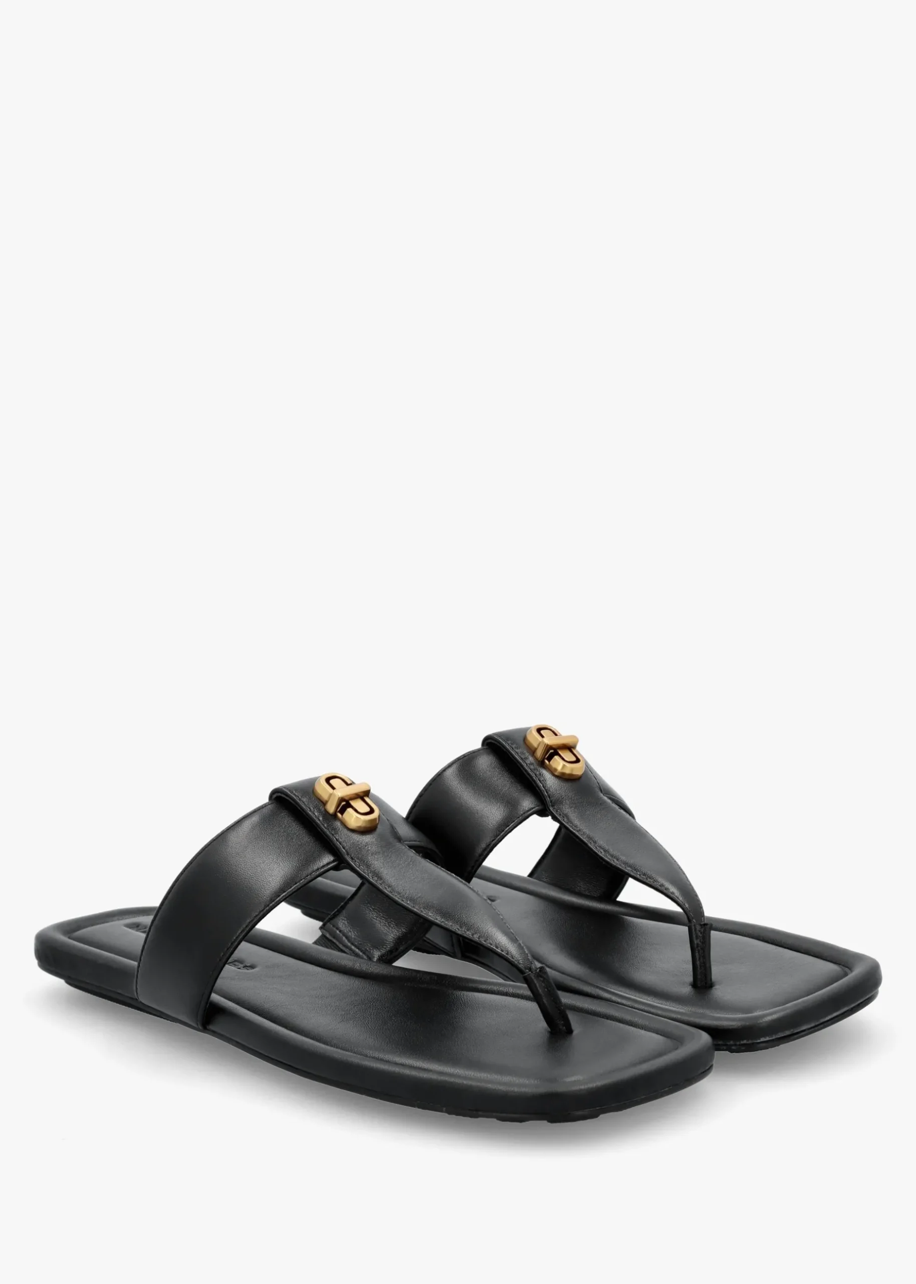 Best MARC JACOBS The Dual T Strap Black Leather Sandals