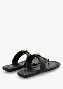 Best MARC JACOBS The Dual T Strap Black Leather Sandals