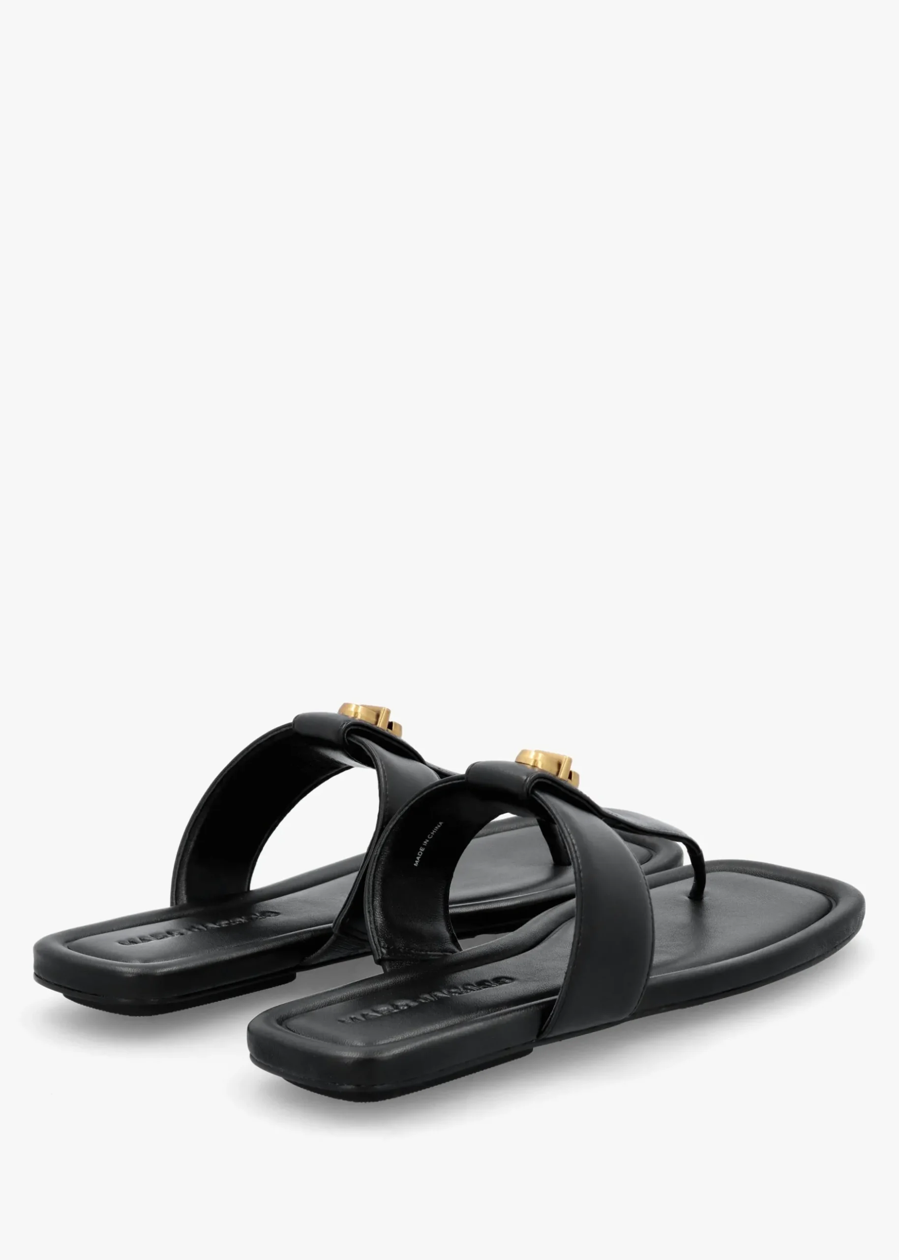 Best MARC JACOBS The Dual T Strap Black Leather Sandals
