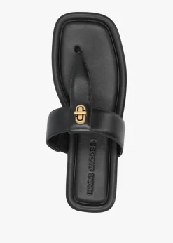Best MARC JACOBS The Dual T Strap Black Leather Sandals