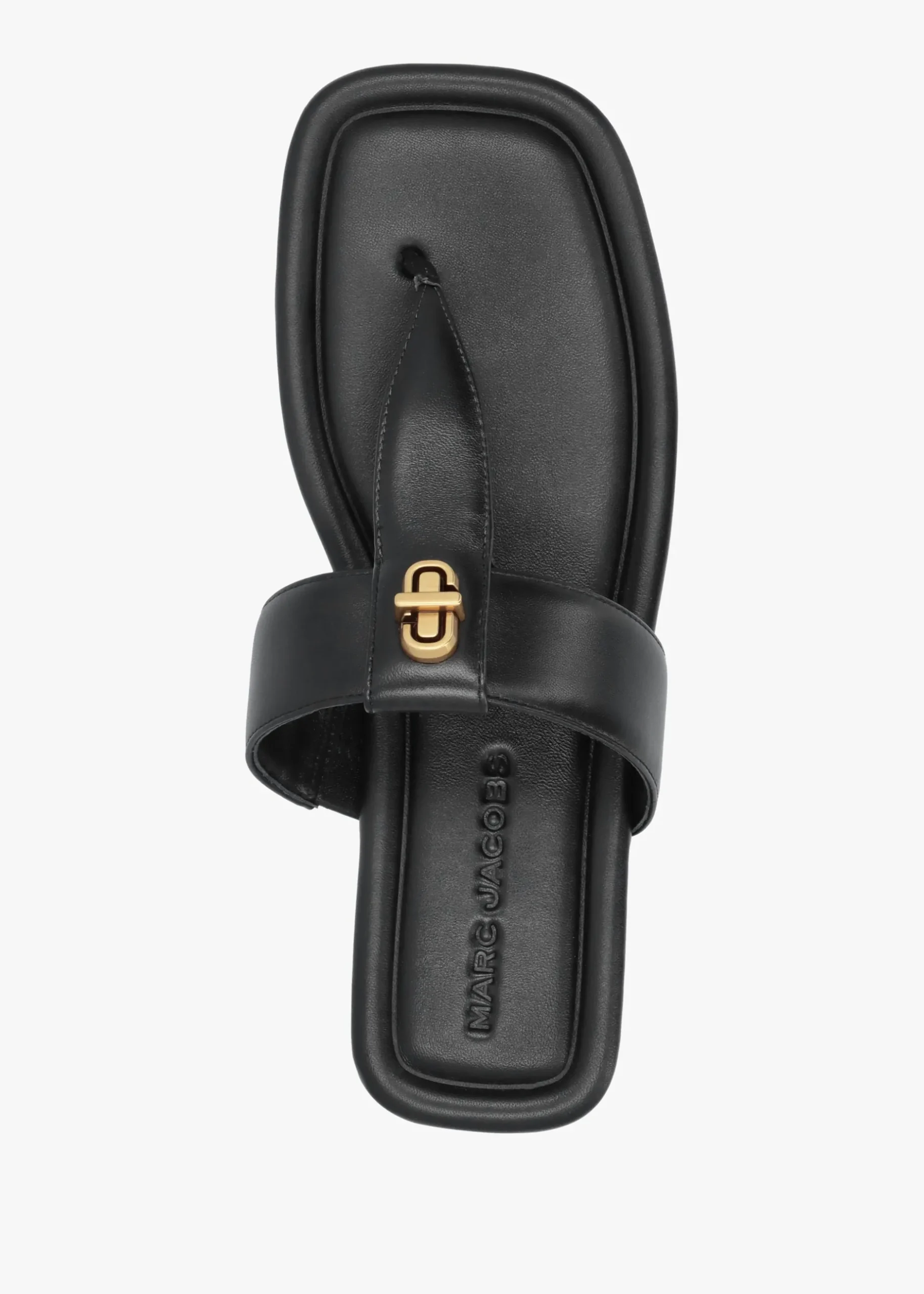 Best MARC JACOBS The Dual T Strap Black Leather Sandals