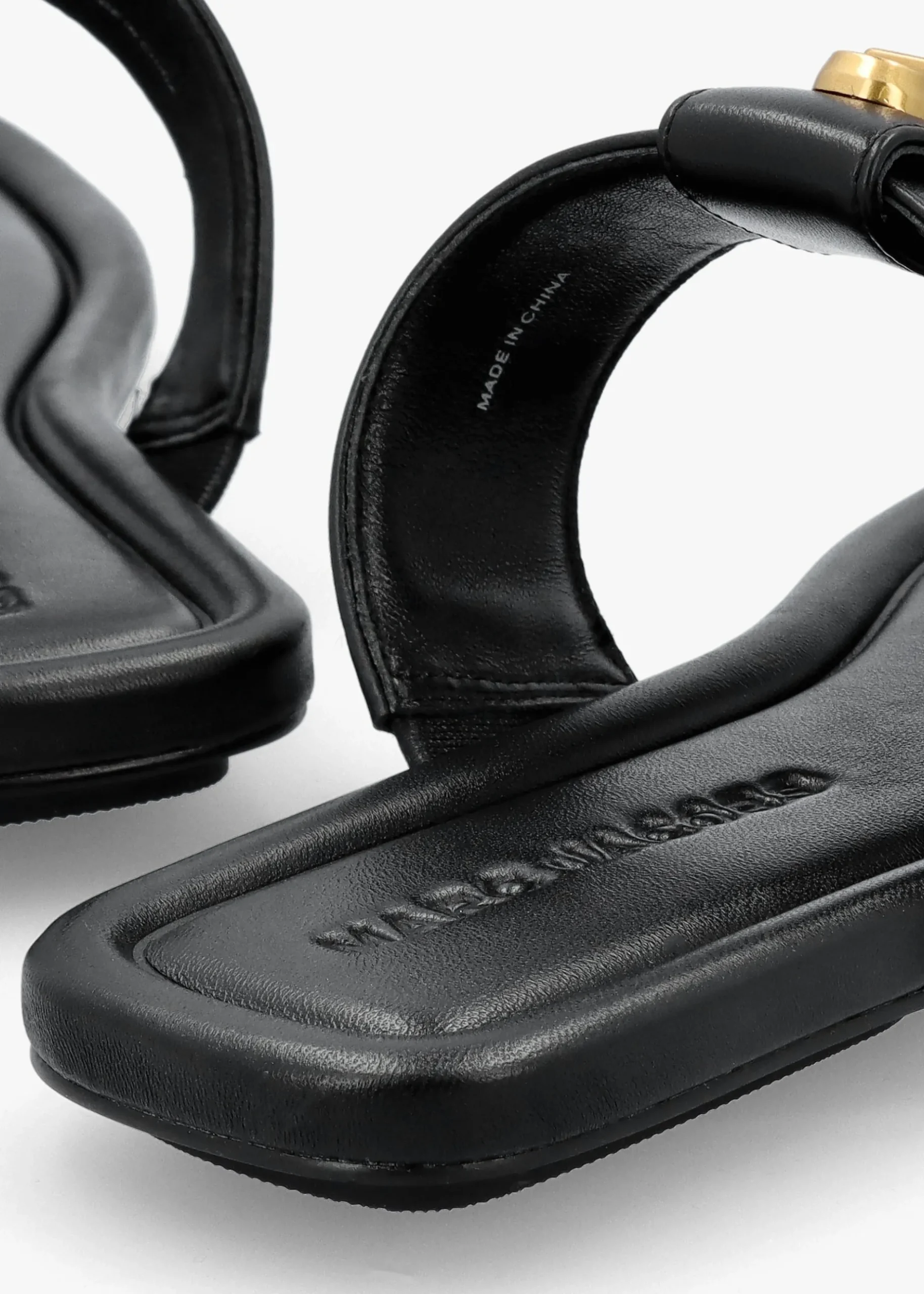 Best MARC JACOBS The Dual T Strap Black Leather Sandals