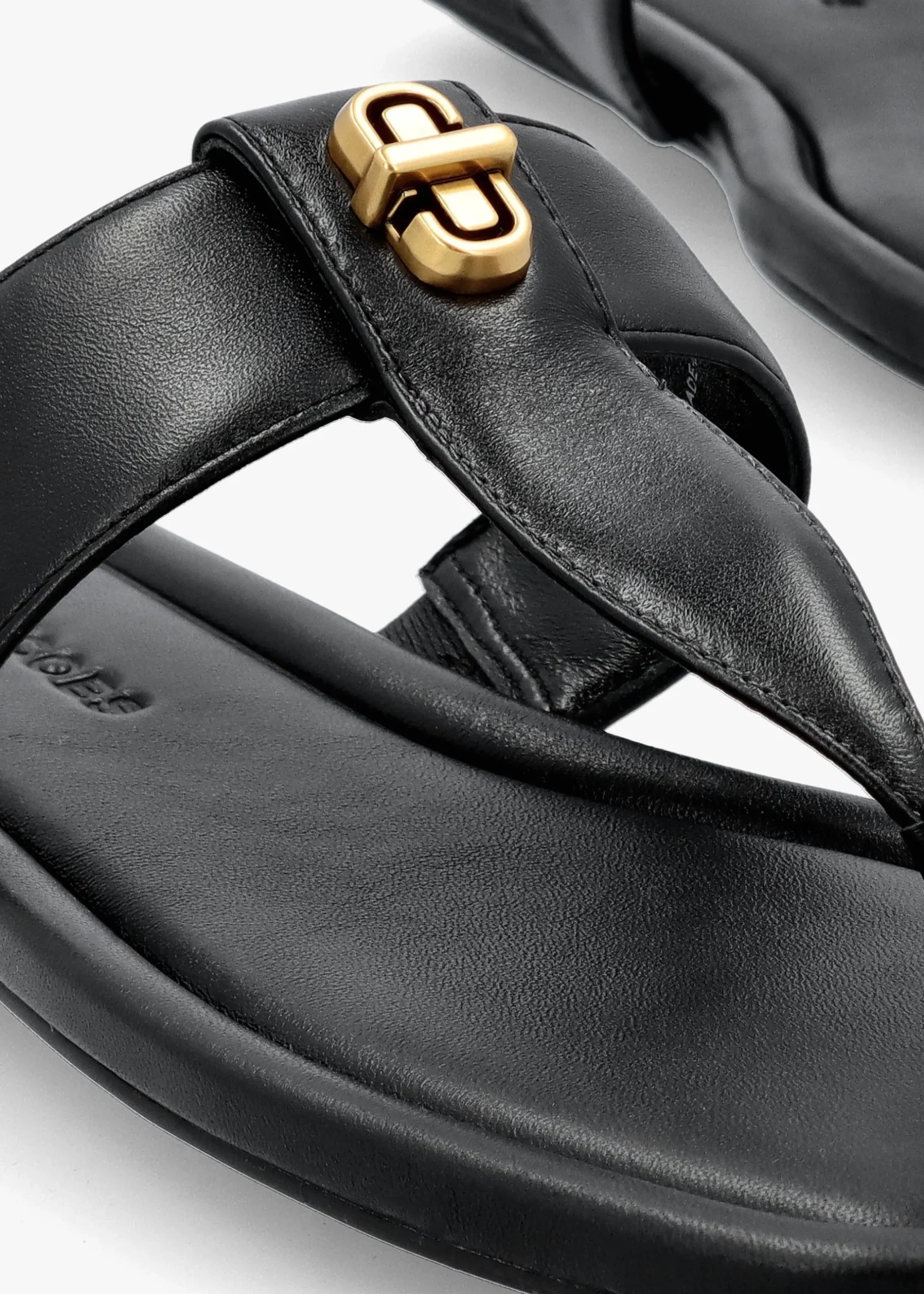 Best MARC JACOBS The Dual T Strap Black Leather Sandals