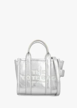Outlet MARC JACOBS The Metallic Leather Silver Cross-Body Tote Bag