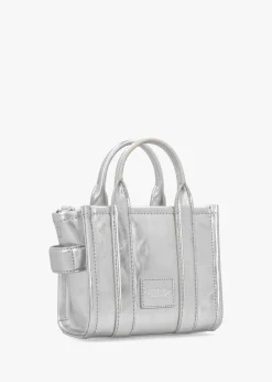 Outlet MARC JACOBS The Metallic Leather Silver Cross-Body Tote Bag