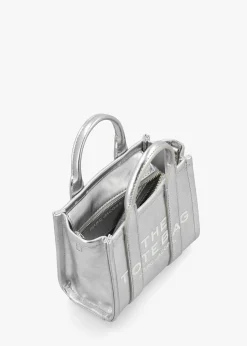 Outlet MARC JACOBS The Metallic Leather Silver Cross-Body Tote Bag