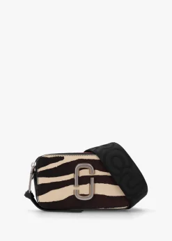 Hot MARC JACOBS The Zebra Calf Hair Snapshot Black & White Leather Camera Bag