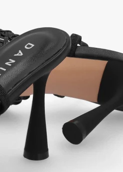 Clearance DANIEL Tiffarlie Black Woven Sling Back Court Shoes