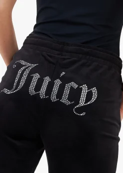 New JUICY COUTURE Tina Black Velour Diamante Track Pants