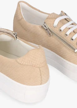 Outlet DANIEL Tippie Beige Leather Reptile Double Zip Trainers