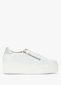 Discount DANIEL Tippy White Leather Flatform Trainers