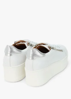 Discount DANIEL Tippy White Leather Flatform Trainers