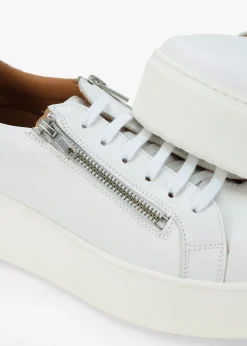 Discount DANIEL Tippy White Leather Flatform Trainers