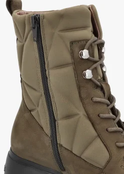 New WONDERS Toronto Khaki Suede & Nylon Wedge Ankle Boots