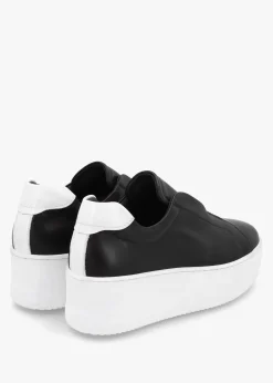 Sale DANIEL Tred Black Smooth Leather Laceless Flatform Trainers