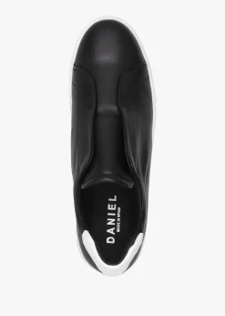 Sale DANIEL Tred Black Smooth Leather Laceless Flatform Trainers