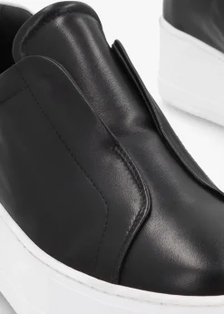 Sale DANIEL Tred Black Smooth Leather Laceless Flatform Trainers