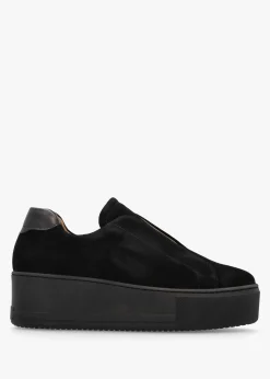 Outlet DANIEL Tred Black Suede Laceless Flatform Trainers