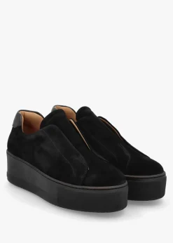 Outlet DANIEL Tred Black Suede Laceless Flatform Trainers