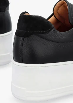 Hot DANIEL Tred Black Tumbled Leather Laceless Flatform Trainers