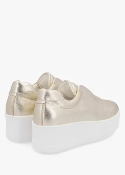 Clearance DANIEL Tred Gold Leather Laceless Flatform Trainers