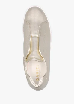Clearance DANIEL Tred Gold Leather Laceless Flatform Trainers