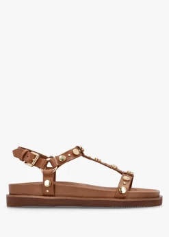 Outlet ASH Ugo Tan Leather Studded Sandals
