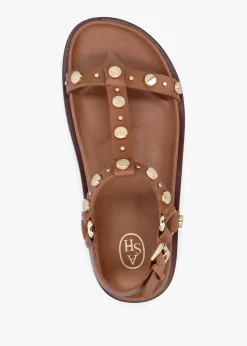 Outlet ASH Ugo Tan Leather Studded Sandals