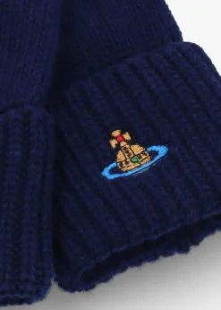 Clearance VIVIENNE WESTWOOD Unisex Sporty Navy Blue Wool Gloves