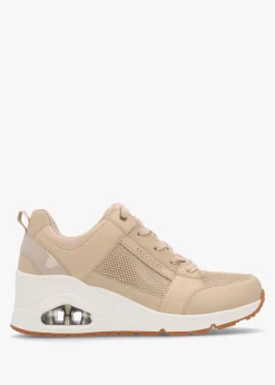 Sale SKECHERS Uno Everything Nice Natural Wedge Trainers