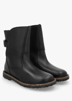 Outlet BIRKENSTOCK Uppsala Shearling Black Leather Ankle Boots