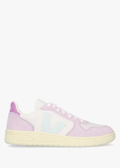 Fashion VEJA V-10 Leather Gravel Menthol Parme Trainers