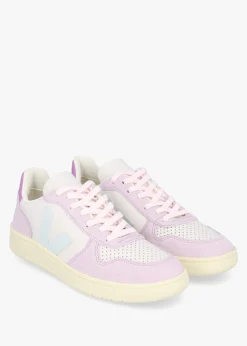 Fashion VEJA V-10 Leather Gravel Menthol Parme Trainers