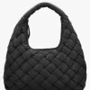 New DANIEL Veave Black Leather Woven Shoulder Bag