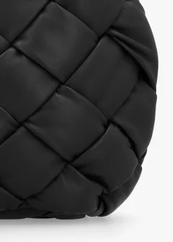 New DANIEL Veave Black Leather Woven Shoulder Bag