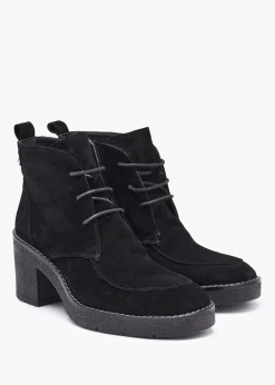 Online DANIEL Vesta Black Suede Lace Up Block Heel Ankle Boots
