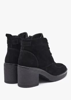 Online DANIEL Vesta Black Suede Lace Up Block Heel Ankle Boots