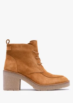 Hot DANIEL Vesta Tan Suede Lace Up Block Heel Ankle Boots