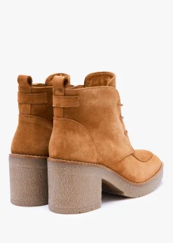 Hot DANIEL Vesta Tan Suede Lace Up Block Heel Ankle Boots