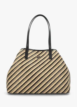 Outlet GUESS Vikky II Natural Black Beachy Tote Bag