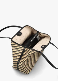 Outlet GUESS Vikky II Natural Black Beachy Tote Bag