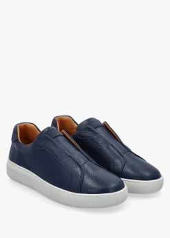 Hot DANIEL Viola Navy Tumbled Leather Low Profile Trainers