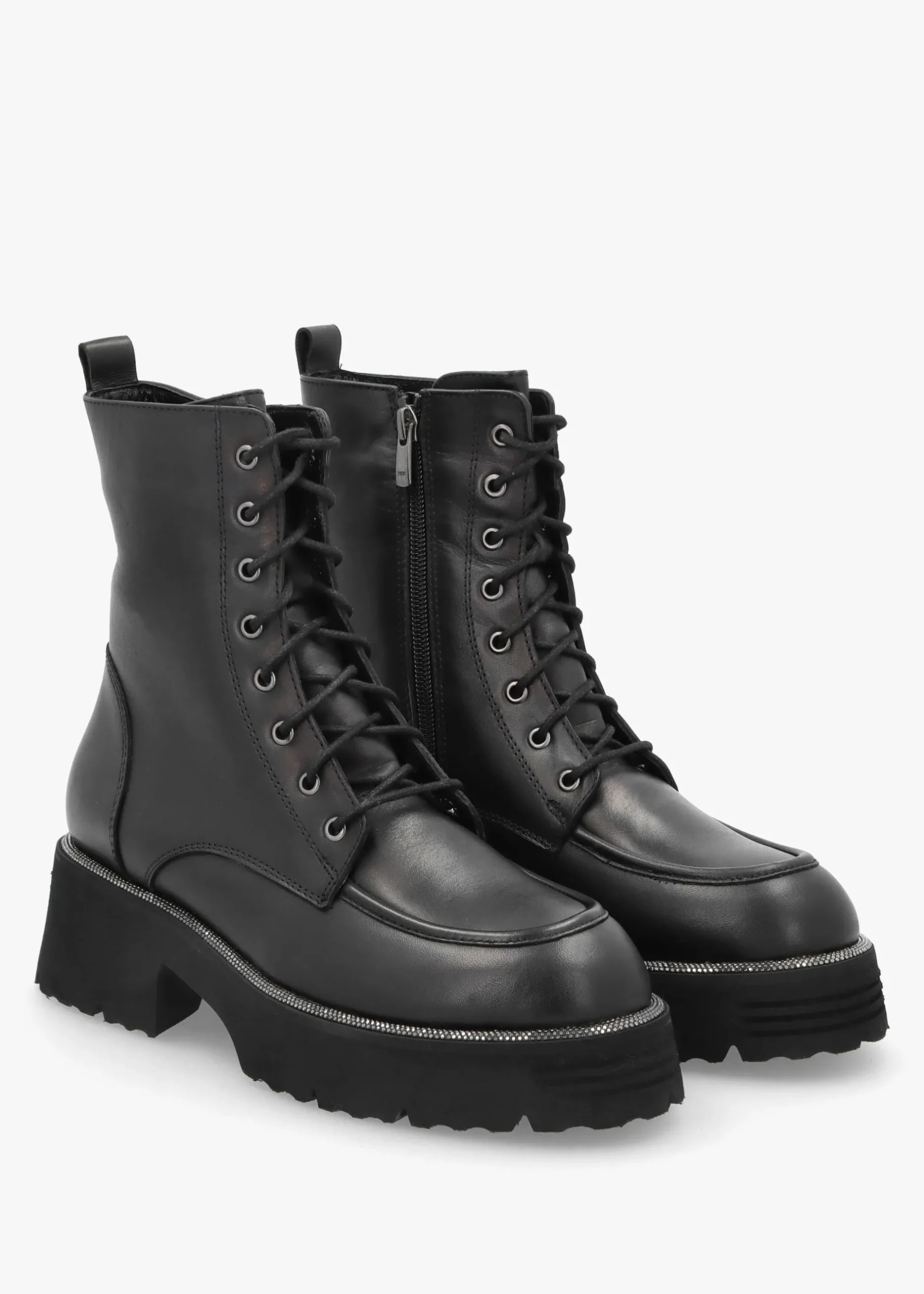 Best DANIEL Virtus Black Leather Glitter Trim Ankle Boots