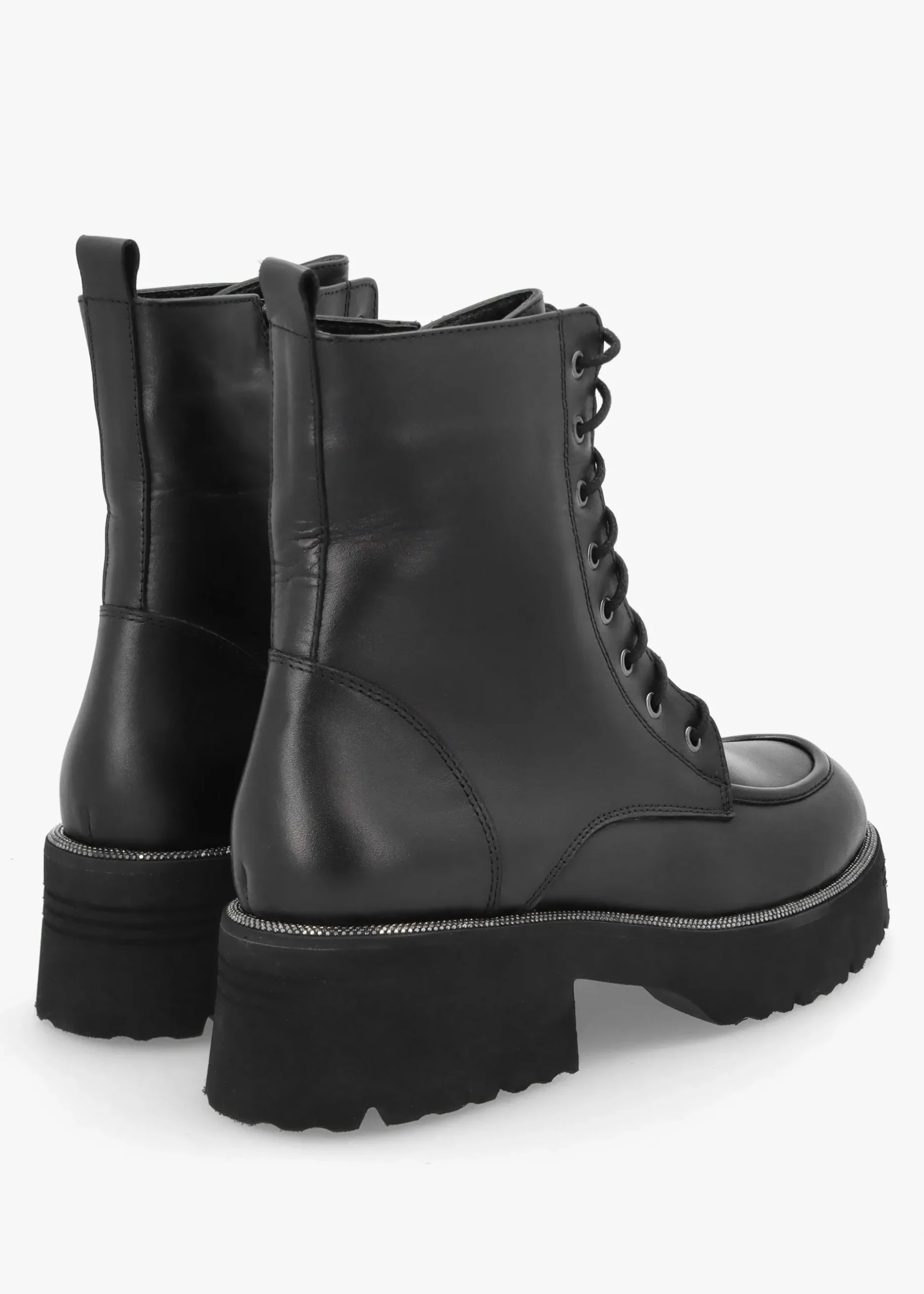 Best DANIEL Virtus Black Leather Glitter Trim Ankle Boots