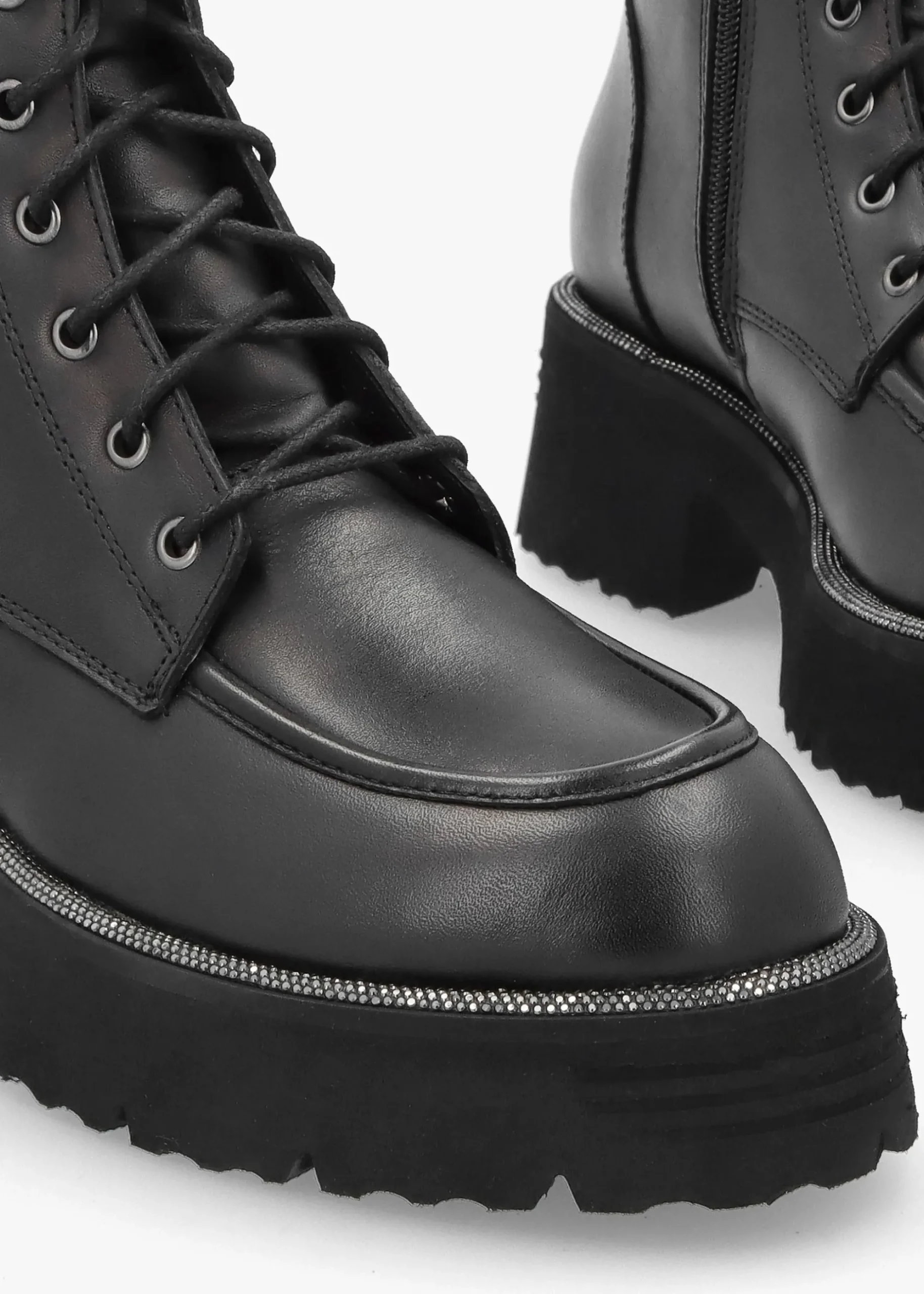 Best DANIEL Virtus Black Leather Glitter Trim Ankle Boots