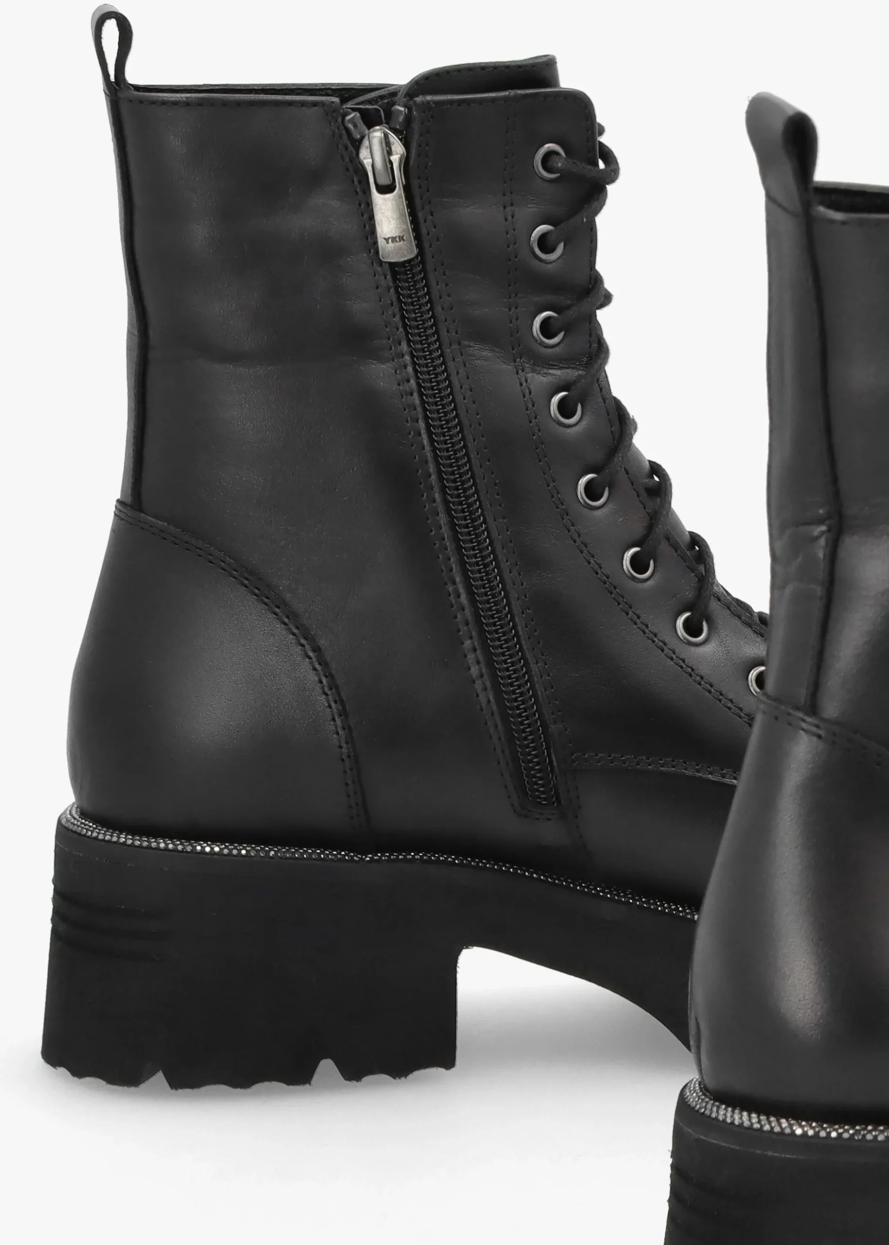 Best DANIEL Virtus Black Leather Glitter Trim Ankle Boots