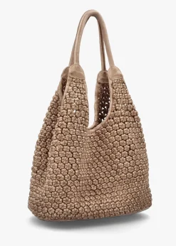 New DANIEL Vobo Slouchy Woven Beige Leather Hobo Bag