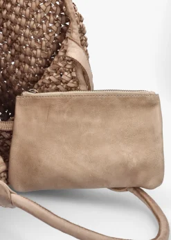 New DANIEL Vobo Slouchy Woven Beige Leather Hobo Bag