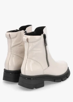 Sale CAPRICE White Patent Leather Side Zip Ankle Boots